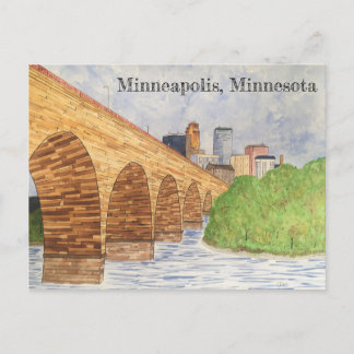 Minneapolis, Minnesota Stone Arch Bridge Post Card Briefkaart