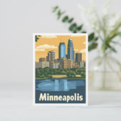 Minneapolis Minnesota Vintage Travel Illustratie Briefkaart (Staand voorkant)