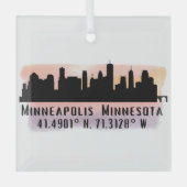 Minneapolis MN City Skyline Ornement en verre (Recto)