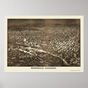 Minneapolis, MN Panorama Map - 1885 Poster