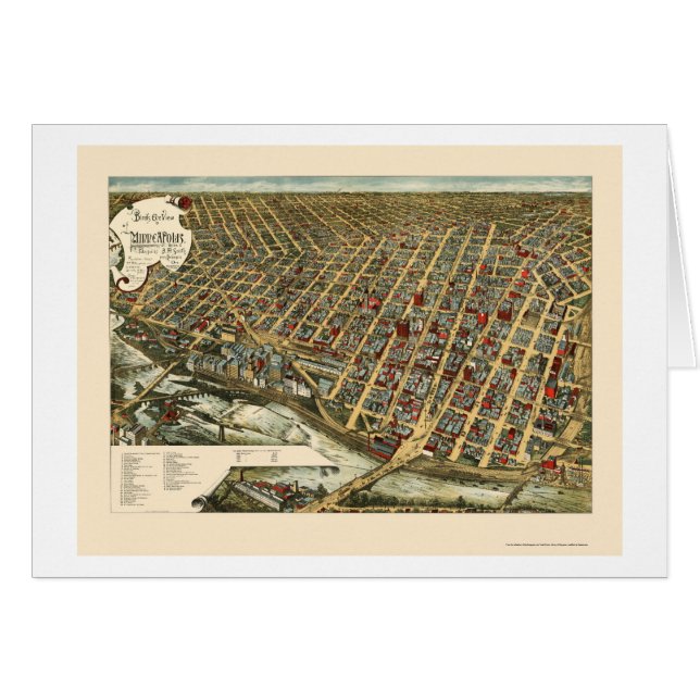 Minneapolis, MN Panorama Map - 1891 (Voorkant Horizontaal)