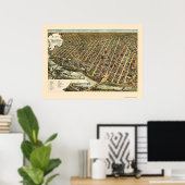 Minneapolis, MN Panorama Map - 1891 Poster (Thuiskantoor)