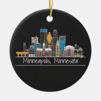 Minneapolis, MN Skyline Ceramic Ornament