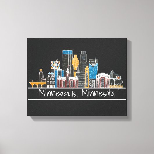 Minneapolis, MN toile Skyline Imprimer (Recto)