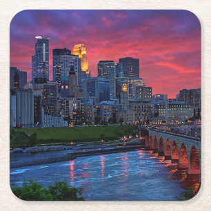 Minneapolis OogSnoep Vierkante Kartonnen Onderzetter