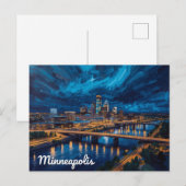 Minneapolis Riverfront City Art Briefkaart (Voorkant / Achterkant)