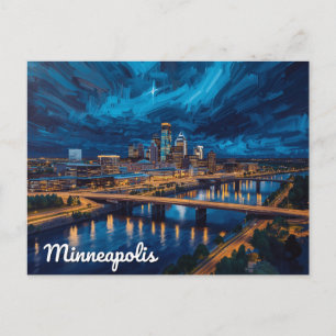 Minneapolis Rivierfront Stadskunst Briefkaart