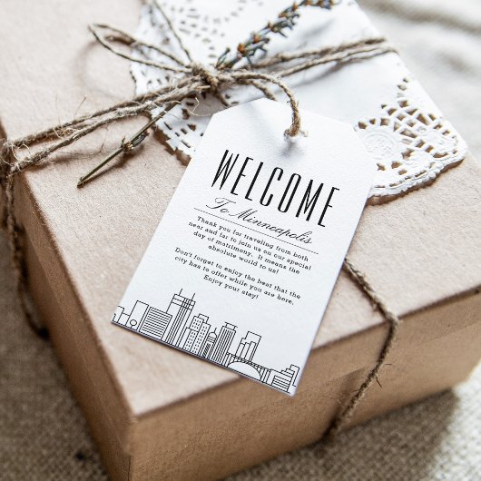 Minneapolis Silhouet | Welkomstbericht Cadeautags Cadeaulabel