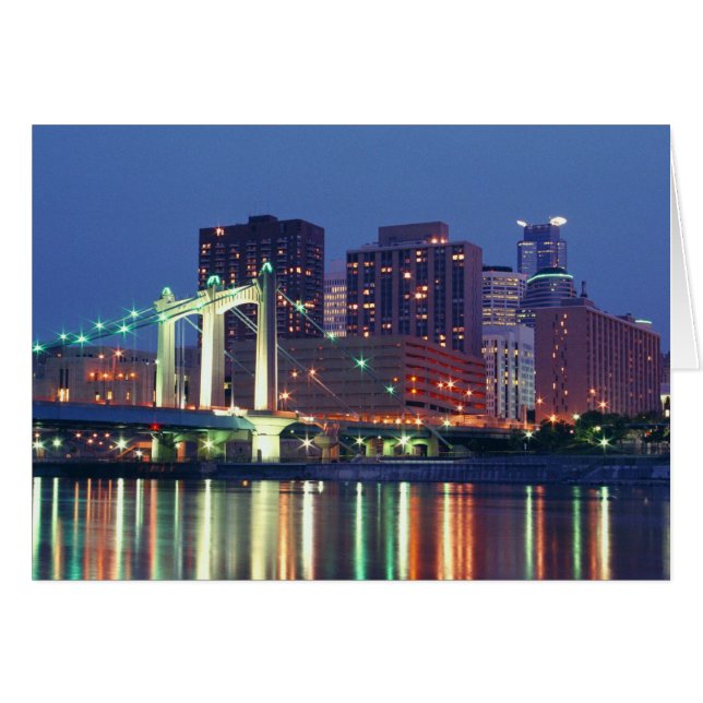 Minneapolis Skyline 's nachts (Voorkant Horizontaal)