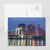 Minneapolis Skyline 's nachts Briefkaart (Voorkant / Achterkant)
