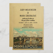 Minneapolis Wedding Invitation midden in de eeuw Kaart (Voorkant / Achterkant)