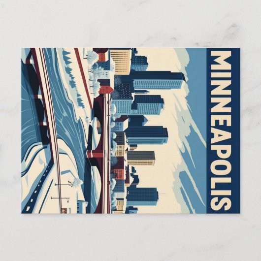 Minneapolis Winter Cityscape Briefkaart (Voorkant)