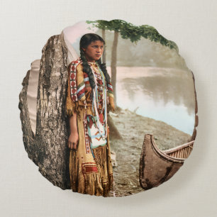 Minnehaha 1897 Antieke Native American Hiawatha Rond Kussen