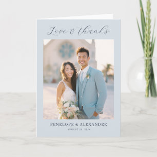 Minnelijke Lichtblauwe Minimalistische Foto Bedankkaart