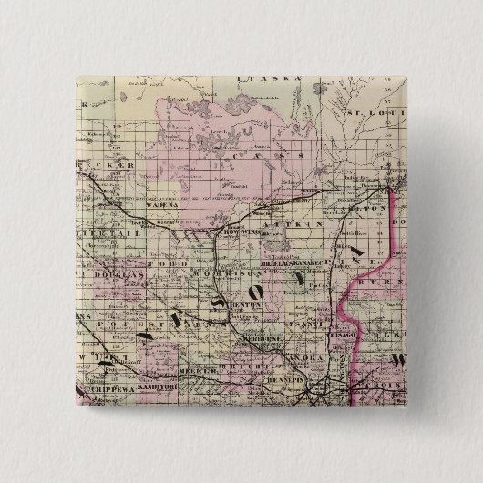 Minnesota 9 vierkante button 5,1 cm (Voorkant)