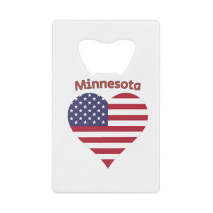 Minnesota Amerikaanse Vlag Hart Kredietkaart Flessenopener