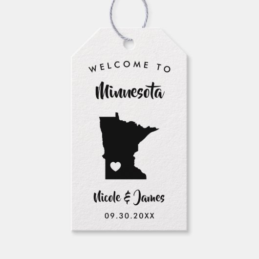 Minnesota bruiloft welkomsttas Labels, kaart Cadeaulabel (Voorkant)