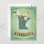 Minnesota Carte Vintage de l'État - Vert (Devant / Derrière)