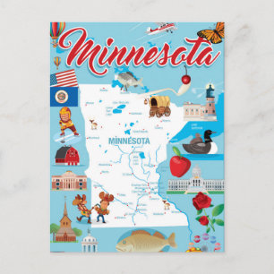 Minnesota Cartoon Map Briefkaart