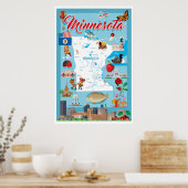 Minnesota Cartoon Map Poster (Keuken)