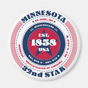 Minnesota Circle Typography Souvenir Magnet Magneet