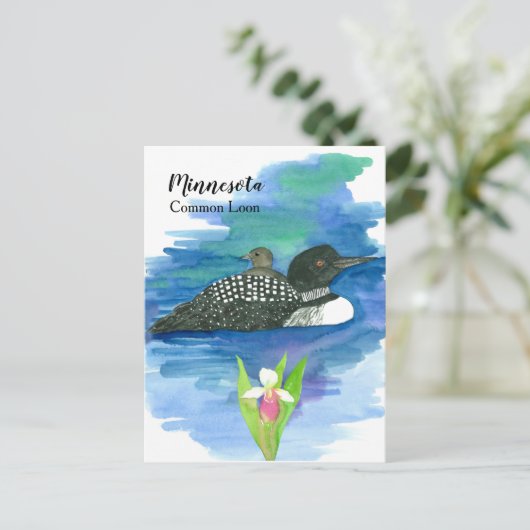 Minnesota Common Loon Waterverf Lake Briefkaart (Staand voorkant)