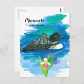 Minnesota Common Loon Waterverf Lake Briefkaart (Voorkant / Achterkant)