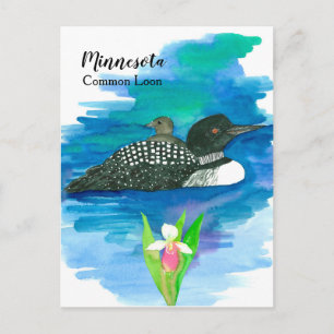Minnesota Common Loon Waterverf Lake Briefkaart