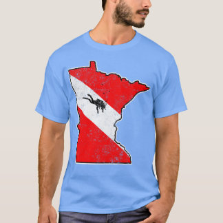 Minnesota Duik Vlag Scuba Duiken State Kaart Duik  T-shirt