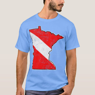Minnesota Duik Vlag Scuba Duiken State Kaart Duik T-shirt