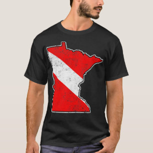 Minnesota Duik Vlag Scuba Duiken State Kaart Duik  T-shirt