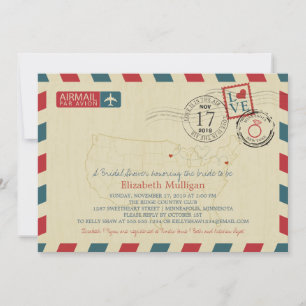 Minnesota en New York Airmail Vrijgezellenfeest Kaart