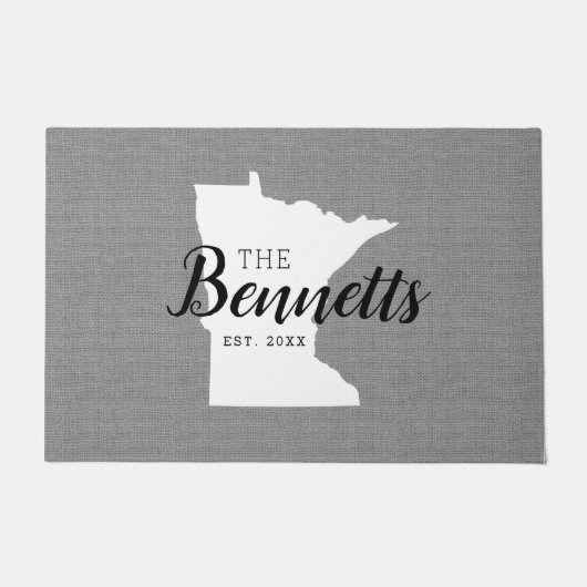 Minnesota Familie Monogram Staat Doormat Deurmat (Voorkant)