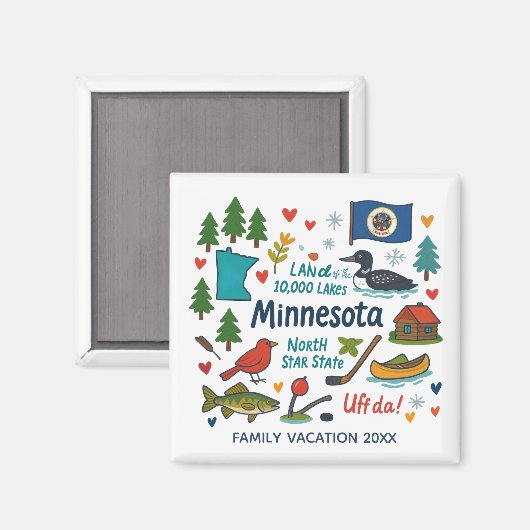 Minnesota Family Trip Keepsake Personalized Magneet (Voorkant / Achterkant)