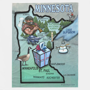 Minnesota Fun Map Fleece Deken