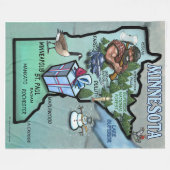 Minnesota Fun Map Fleece Deken (Voorkant (Horizontaal))