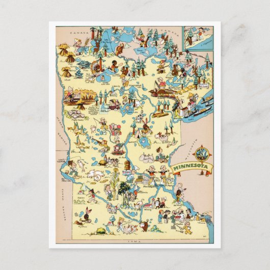 Minnesota Funny  Map Briefkaart (Voorkant)