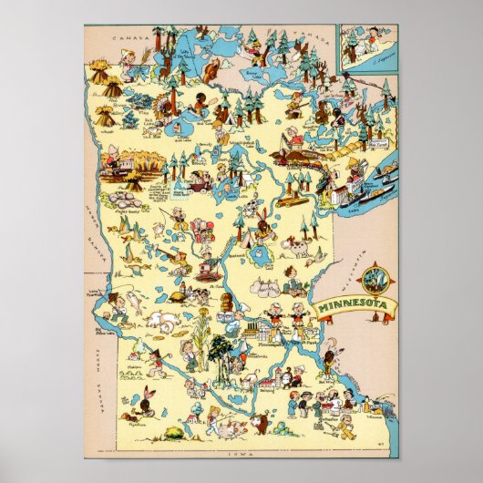 Minnesota Funny Map Poster (Voorkant)