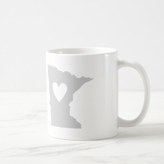 Minnesota Gray State Map Vorm met hart Koffiemok (Rechts)