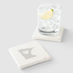 Minnesota Grey Map Vorm met Heart Cutout Love Stenen Onderzetter