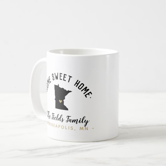 Minnesota Home Sweet Home Familie Monogram Mok (Voorkant links)