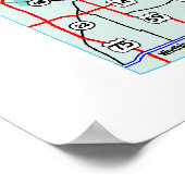 Minnesota Interstate Map Afdrukken Poster (Hoek)