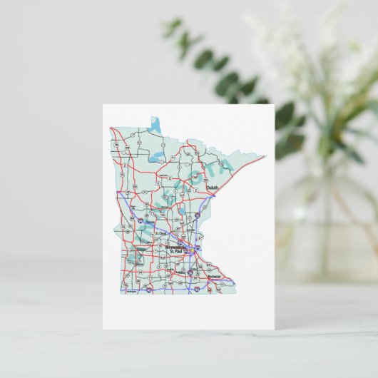 Minnesota Interstate Map Briefkaart (Staand voorkant)