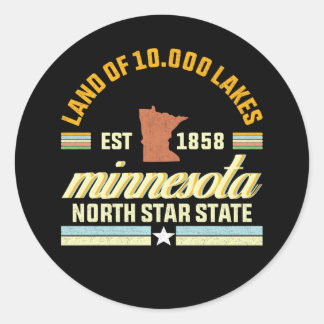 Minnesota Land of 10,000 Lakes Ronde Sticker