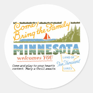 Minnesota - Land van Tien Duizenden Meren Ronde Sticker