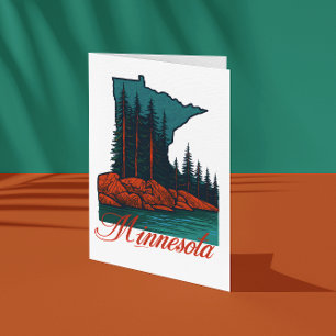 Minnesota Landschap - Retro Forest x Rock Briefkaart