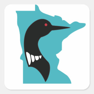Minnesota Loon Black op Blauwgroen Vierkante Sticker
