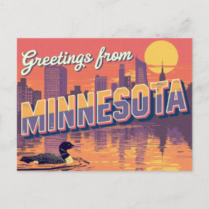 Minnesota Loon en stadsprofiel Briefkaart