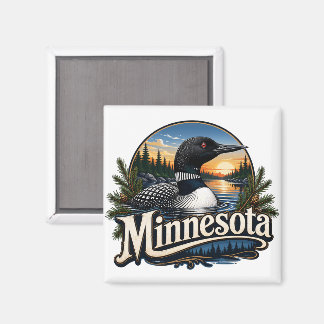 Minnesota Loon Lake Zonsondergang Magneet