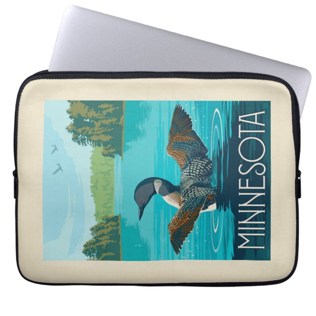 Minnesota | Loon Laptop Sleeve (Voorkant)